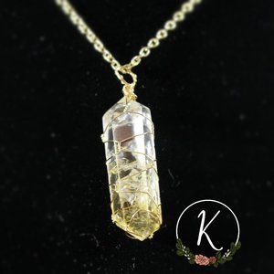 Hand Wrapped Citrine Crystal Chain Necklace
